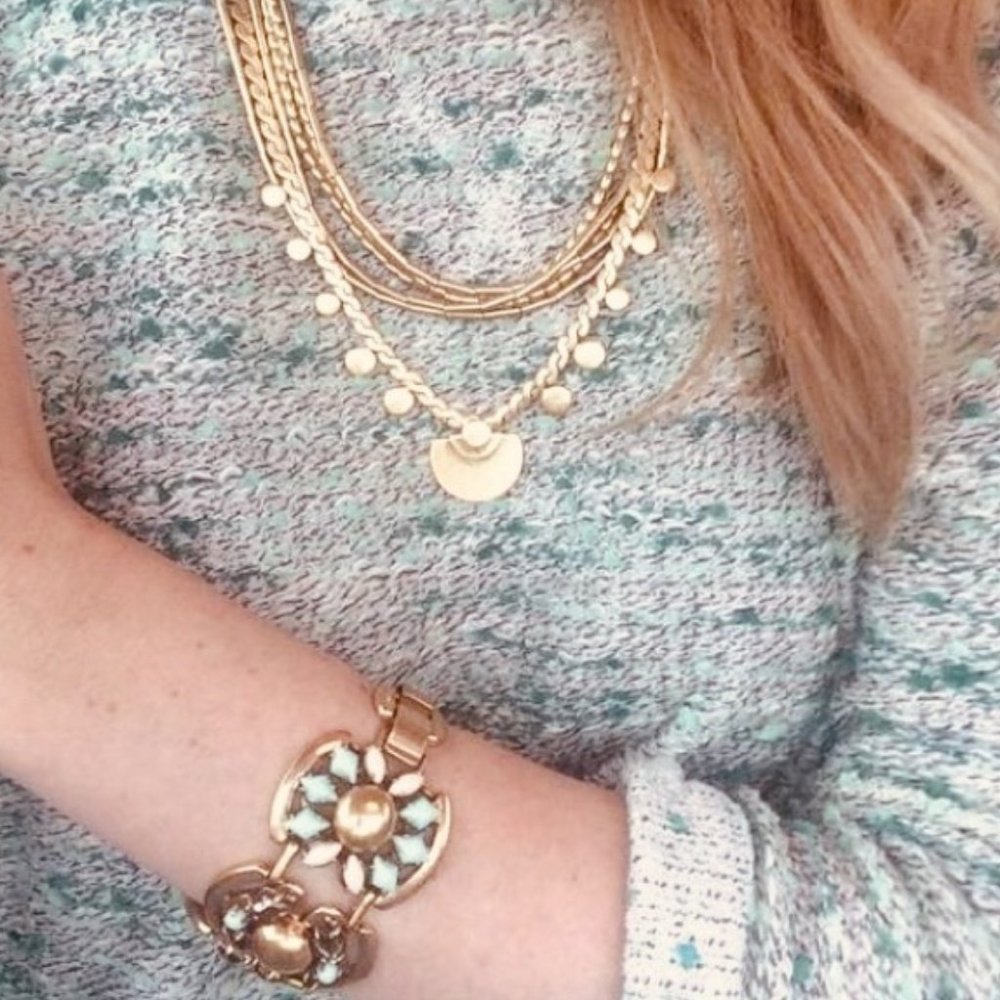 Stella & Dot | Retired Vintage Gold+Turquoise Becca Bracelet - Picture 2 of 9